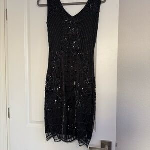 Elegant Black Beaded Dress